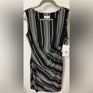 Calvin Klein Black and Gray Strip Short Dress New